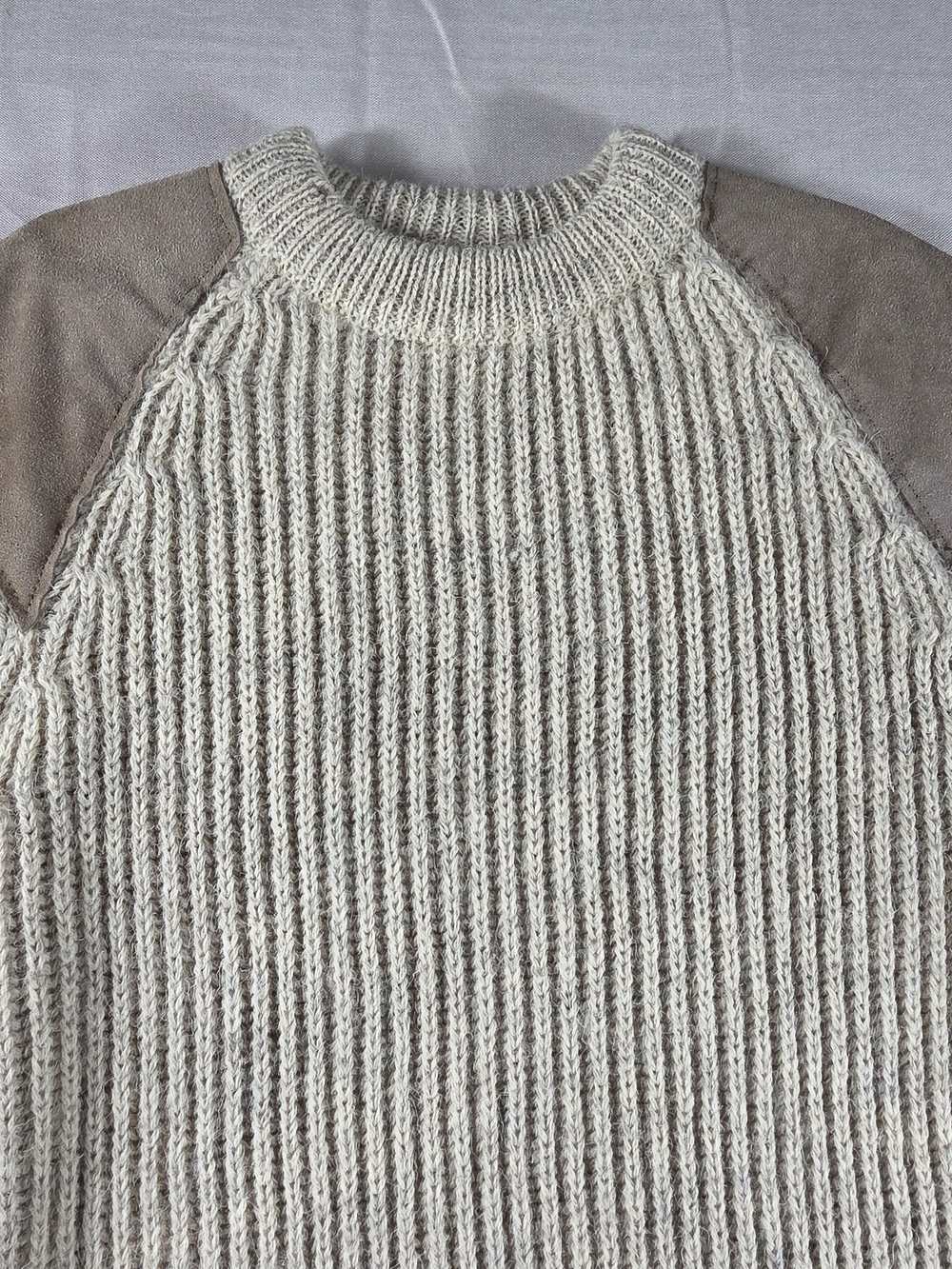 Vintage Maban of Scotland Chunky Fisherman Sweater Suede Elbow Patch Size 18 - Picture 7 of 8